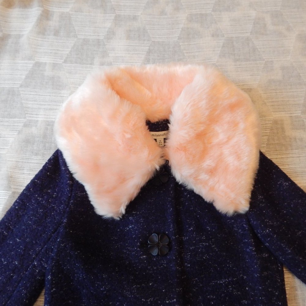 Emily and Fin Vivian Car Coat Boucle Navy XS NWT - Picture 6 of 13